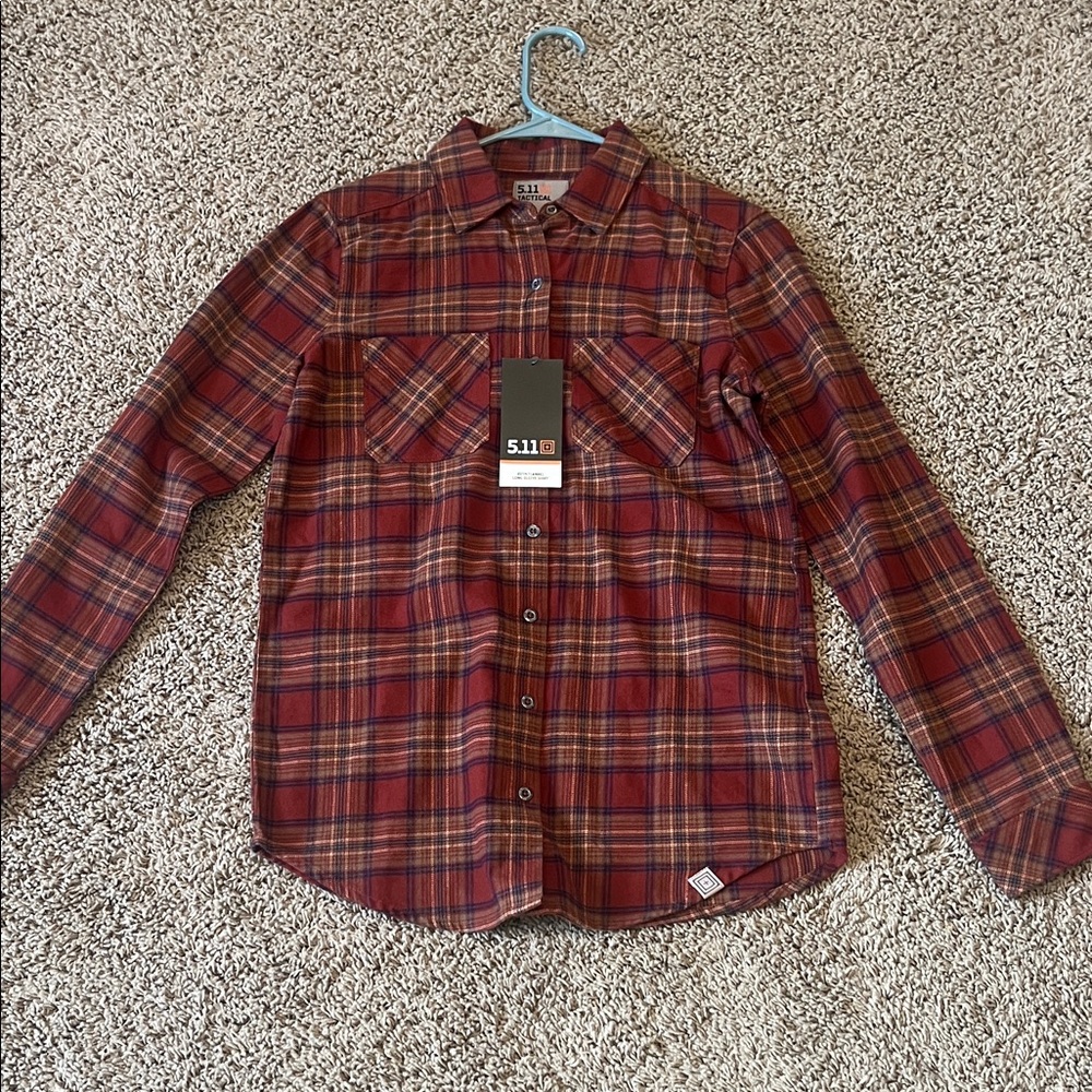 5.11 women’s  Burgundy Plaid flannel Shirt